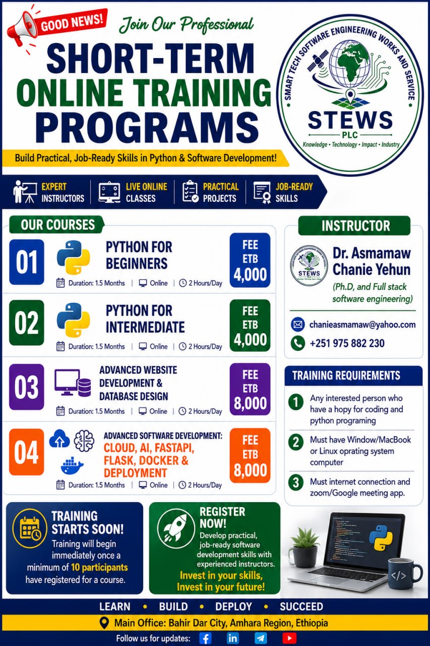 STEWS  Short-Term Online Training Programs brochure